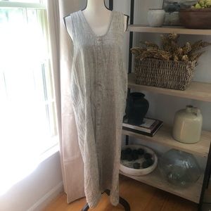 VTG 90s FLAX Jeanne Engelhart Linen Jumper Dress Long Maxi Cottagecore Lagenlook
